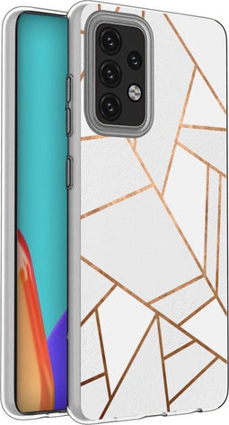 iMoshion Hoesje Geschikt voor Samsung Galaxy A52 (4G) / A52s / A52 (5G) Hoesje Siliconen - iMoshion Design hoesje - Wit / Meerkleurig / Goud / White Graphic