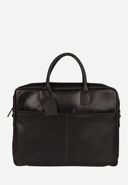 Burkely Vintage Sem Max Big Worker 17.3" - Laptoptas - Leer - Zwart