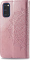 Hoesje Geschikt voor Samsung Galaxy S20 Hoesje Met Pasjeshouder - Mandala Bookcase - Lichtroze