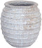 PTMD Maeghan White Round Ceramic Pot Lines Rough Finish