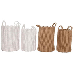Basket spelset Home ESPRIT Wit Beige Touw (2 Onderdelen) (2 Stuks)
