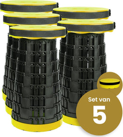 Opvouwbare kruk extra strong geel per 5 - telescopische kruk - 250 kg - inklapbare kruk - draagbaar - kampeerstoel - opstapkrukje