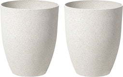 CROTON - Bloempot set van 2 - Gebroken wit - 35 cm - Stenenmix