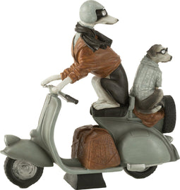 J-Line decoratie Honden Op Scooter - polyresin - mix - large