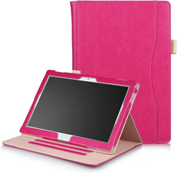 Pull Up luxe leren sleepcover hoes - Geschikt voor Lenovo Tab E10 - Roze
