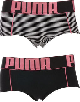 Puma - 2-pack Yarn Dyed Mini Stripe Mini Boxershorts Zwart / Roze - XS