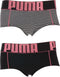 Puma - 2-pack Yarn Dyed Mini Stripe Mini Boxershorts Zwart / Roze - XS