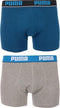 PUMA Basic Stripe Boxershort - 2-pack - Blauw/Grijs Melange - Maat M