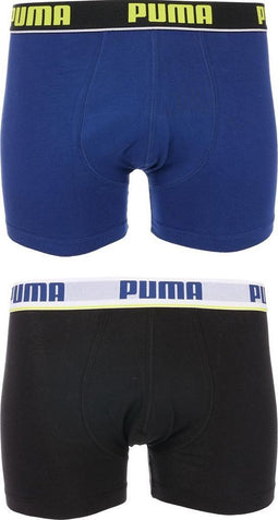 PUMA Basic Stripe Boxershort - 2-pack - Blauw/Zwart - Maat L