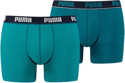 PUMA Basic Stripe Elastic Boxershort - 2-pack -Zeegroen/Melange - Maat M