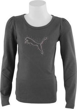 Puma Girls LS Tee - Sportshirt - Kinderen - Maat 164 - Dark Shadow; Purple