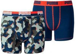 Puma - Jongens 2-pack Camo Boxershorts Blauw / Rood - 128
