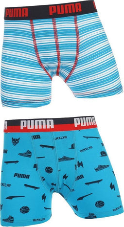 Puma multilogo and stripe print boxer 2p - Sportonderbroek - Kinderen - blue danube - 140