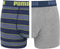PUMA Rugby Stripe YD Boxerhosrt - 2-pack - Grijs/Blauw - Maat M