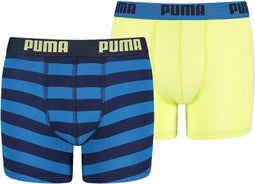 Puma - Stripe Print Boxer 2 pack - Ondergoed - 140 - Blauw/Groen