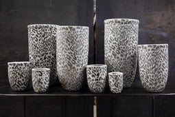 PTMD Pantera Ronde Bloempot - H11,5xØ9 cm - Geglazuurd Keramiek - Wit