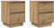 vidaXL - Nachtkastjes - met - LED - 2 - st - 38x34x50 - cm - artisanaal - eikenkleur