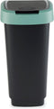 Rotho Twist Swingeimer - Afvalbak 25L met klapdeksel - Recycling afvalverzamelaar - BPA-vrij - Zwart/Donkergroen