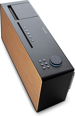 Pure Evoke Home - Wood Edition, alles-in-één muzieksysteem in Koffiezwart met kersenhouten rooster