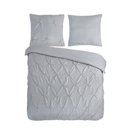 Pure Luxury Dekbedovertrek Pompon - Microvezel - Zilver 140x220cm