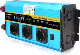 Pure Sine Omvormer 3000W / 6000W -Spanningsomvormer - met 3 Europese stopcontacten en 4 USB-poorten