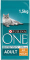 PURINA® ONE Adult Rijk aan Kip & Volkoren granen brokjes 1,5 kg
