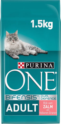 PURINA® ONE Adult Rijk aan Zalm & Volkoren Granen brokjes 1,5 kg