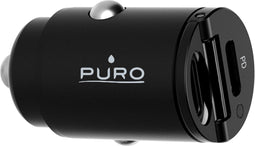 Puro, Dubbele USB C C PD 30W mini-autolader met stroomvoorziening, Zwart