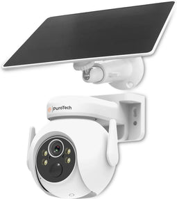 PuroTech IP Beveilingscamera - Buitencamera met Nachtzicht - Buitencamera Met Zonnepaneel - Solar - Op Zonne Energie - Draadloos - Draaibaar en kantelbaar - Wifi Smart Waterproof IP66 - 1080P HD - Nachtzicht - Met Recorder - Dome IP Camera