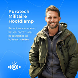 PuroTech - Led Hoofdlamp - Militaire Hoofdlamp - Hoofdlamp LED oplaadbaar - Extra Krachtig - Hoofdlampje - 8 LED-koplampen - 18000 lumen - 600 meter bereik - Verstelbaar - Militaire zaklamp