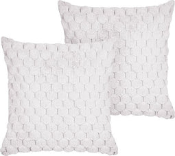 PURSLANE - Set van 2 kussens - Wit - 43 x 43 cm - Nepbont