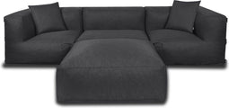 Feel Furniture - Binnen & Buiten bank - Odin - 3 persoonsbank - Zwart - Met Ottoman