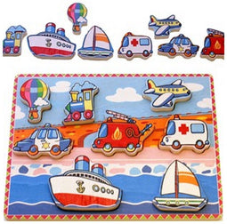 Puzzel Voertuigen - Simply for Kids - Houten Vormenpuzzel met 8 Dikke Stukken