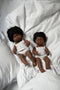 Miniland Babypop Afrikaans Meisje 38cm - ruikt naar vanille- met hemdje en broekje in broderiestofje