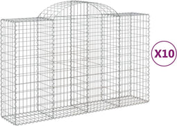 vidaXL - Schanskorven - 10 - st - gewelfd - 200x50x120/140 - cm - ijzer