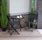 Tuinset - zwart metaal - gehard glas - opvouwbare stoelen