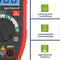 Velleman Digitale multimeter, lcd-display, CAT III/600 V, geschikt voor het meten van AC/DC-spanning, weerstand, temperatuur, transistor, diodes en continuïteit, batterijtest, zaklamp, NCV-functie, meetsnoeren
