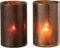 J-Line windlicht Spiegel - glas - koper/rood - large - 2 stuks