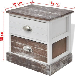 vidaXL - Nachtkastje - bruin - en - wit