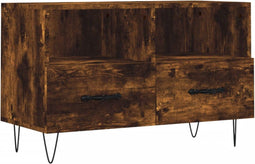 vidaXL - Tv-meubel - 80x36x50 - cm - bewerkt - hout - gerookt - eikenkleurig