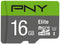 PNY Elite - microSDHC 16GB - Klasse 10 - Zwart