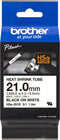 Brother HSE251E - Labeltape krimpkous - Zwart op wit - 21 mm x 1.5 m