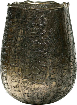 PTMD Davidson Theelichthouder - H15 x Ø12 cm - Glas - Zilver craquelé