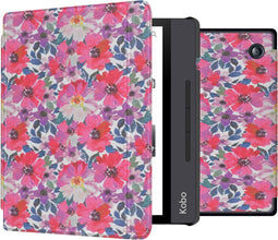 imoshion E-reader Hoesje - Geschikt voor Kobo Libra H2O - Design Slim Hard Case Sleepcover Bookcase met stand - Flower Watercolor