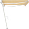 vidaXL - Luifel - automatisch - met - LED - en - windsensor - 450x300 - cm - geel - en - wit