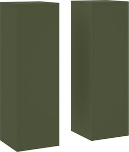 vidaXL - Buitenplantenstandaarden - Pilar - 2 - stuks - Olijfgroen - 24x24x75 - cm - Staal