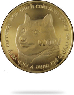 Doge munt goud - fysieke cryptotoken met Doge logo