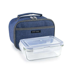 Lunchtrommel met accessoires Ibili 753401a Blauw Polyester Borosilicaatglas 21 x 13 x 14 cm