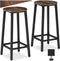 tectake® Barkruk Corby - Set van 2 - Ronde Bistrokruk - Industrieel design - MDF-hout - Donkerbruin (set van 2)