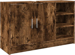 vidaXL - Wastafelkast - 90x29x55 - cm - bewerkt - hout - gerookt - eikenkleurig